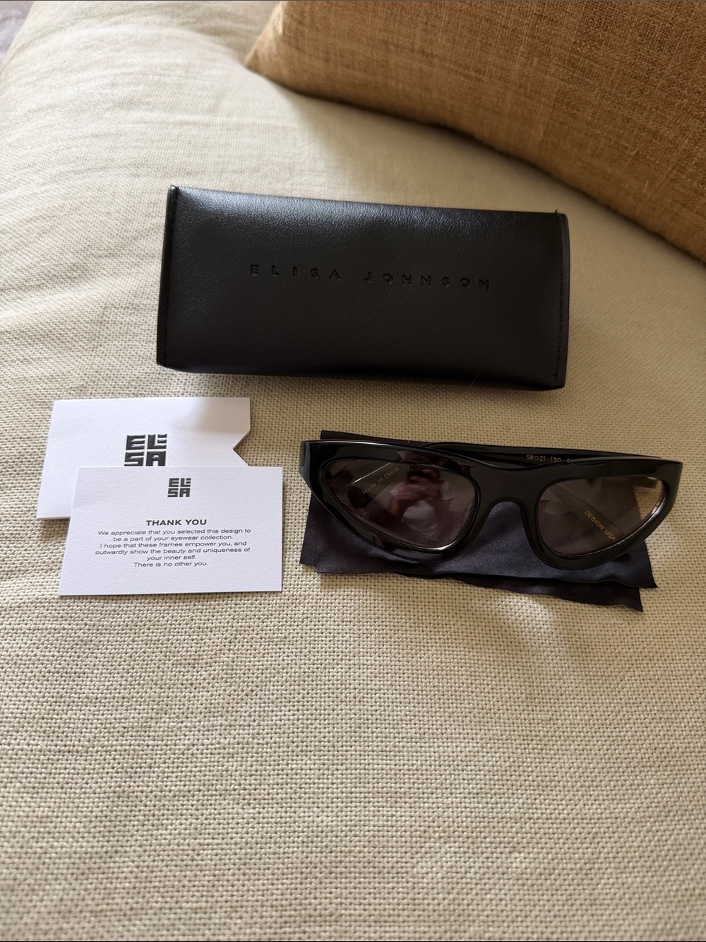 Elisa Johnson Black Sham Sunglasses with Matching Case